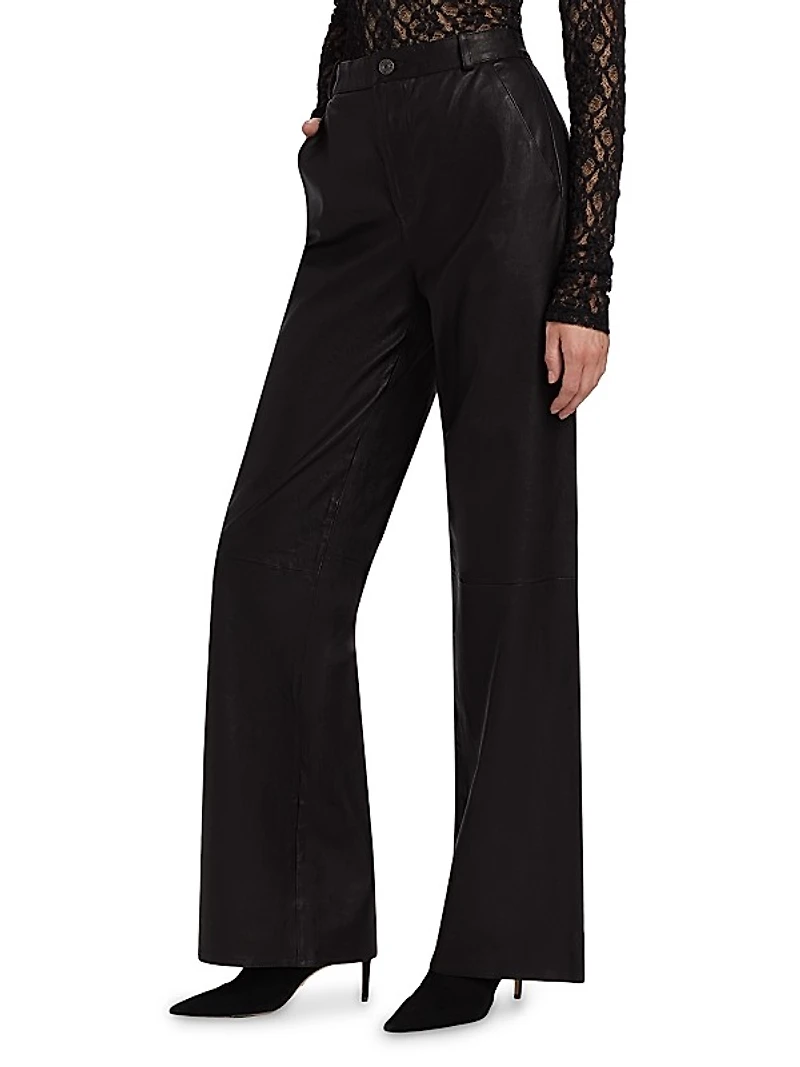 Leather Wide-Leg Pants