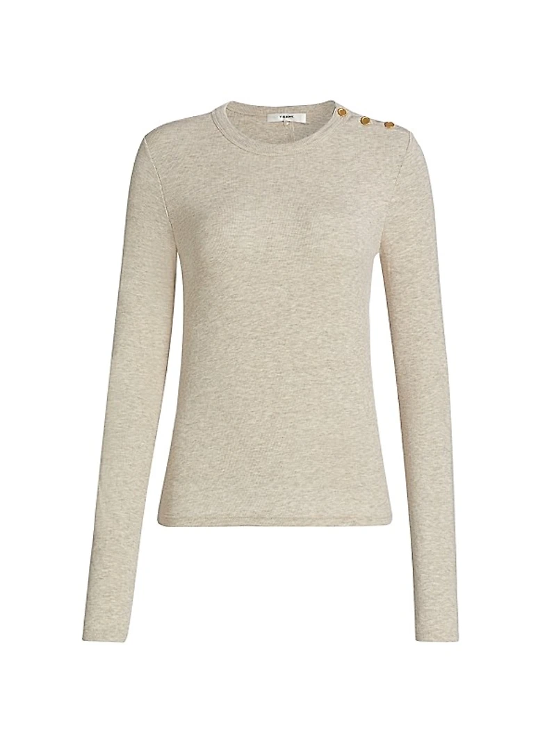 Rib-Knit Shoulder-Button Top