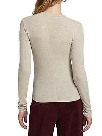 Rib-Knit Shoulder-Button Top