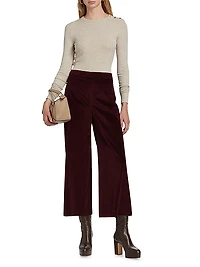 Rib-Knit Shoulder-Button Top