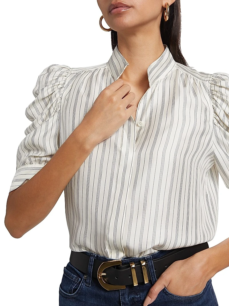 Gillian Striped Silk Blouse