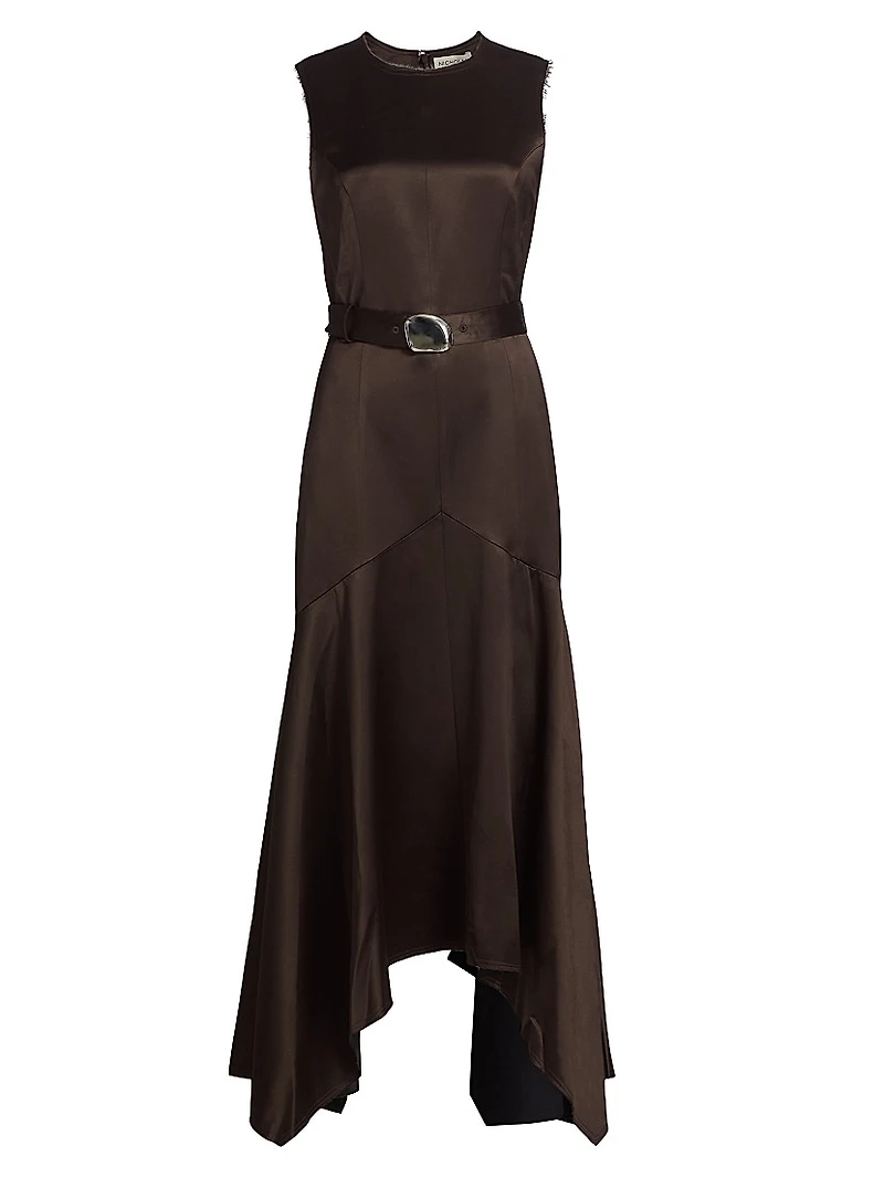 Carla Belted Satin Maxi Dress