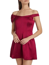 Lily Satin Off-The-Shoulder Minidress