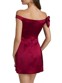 Lily Satin Off-The-Shoulder Minidress