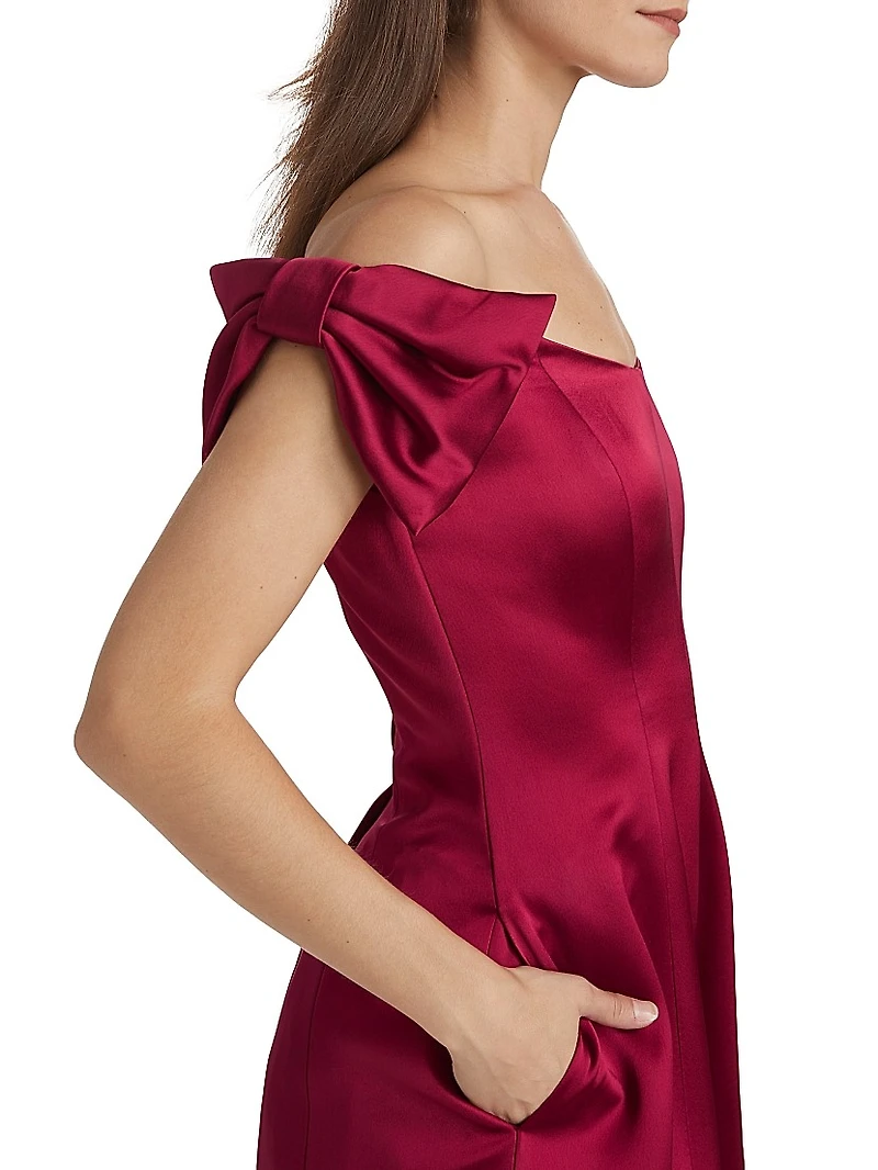 Lily Satin Off-The-Shoulder Minidress