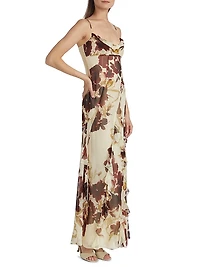 Kamila Ruffled Floral Silk Gown