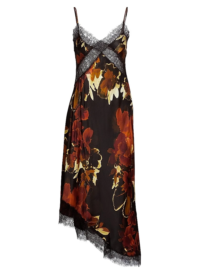 Juliette Lace-Trimmed Floral Midi-Dress