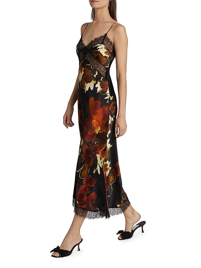 Juliette Lace-Trimmed Floral Midi-Dress