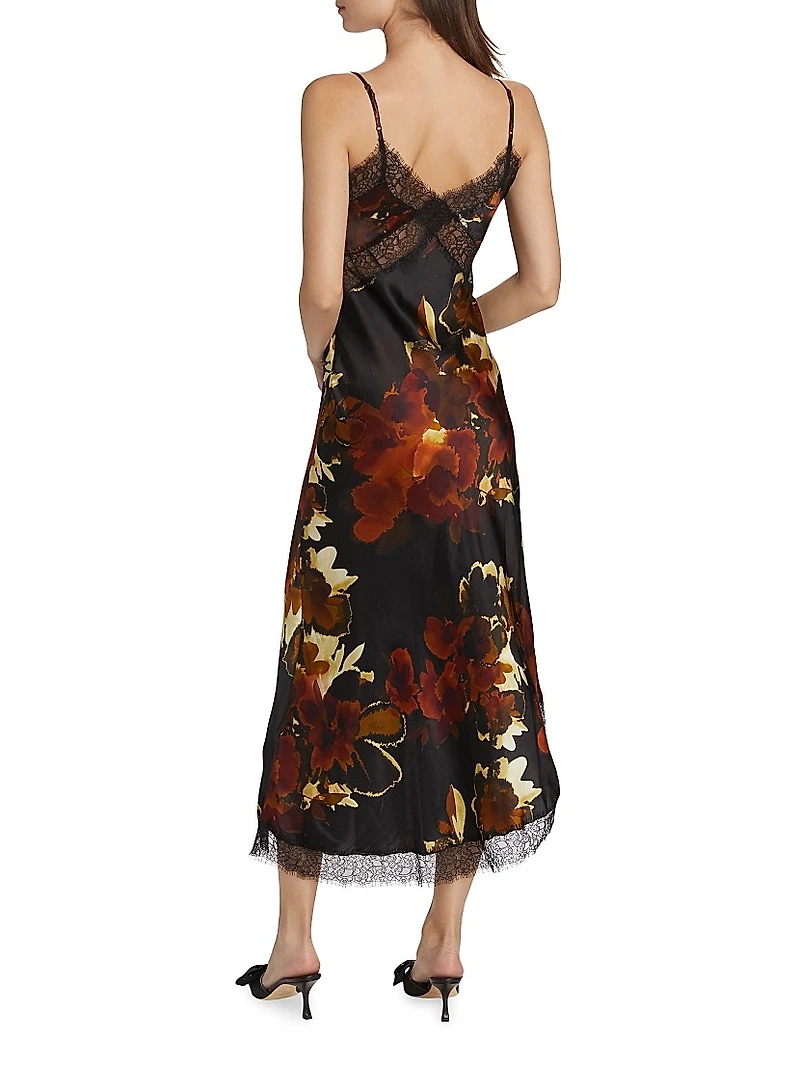 Juliette Lace-Trimmed Floral Midi-Dress