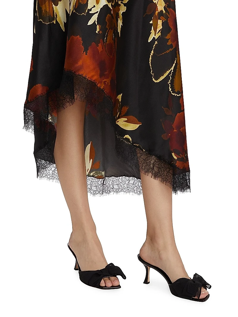 Juliette Lace-Trimmed Floral Midi-Dress