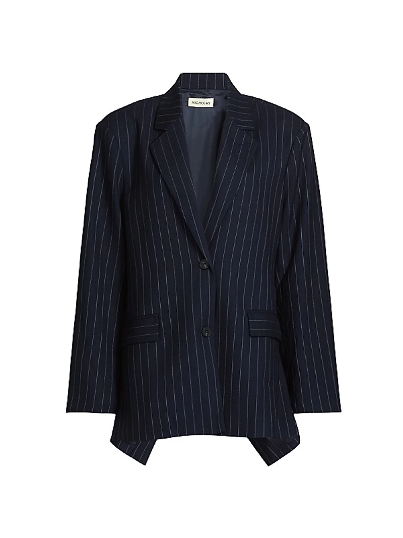Nadia Pinstriped Open Back Blazer