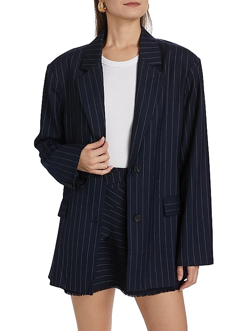 Nadia Pinstriped Open Back Blazer