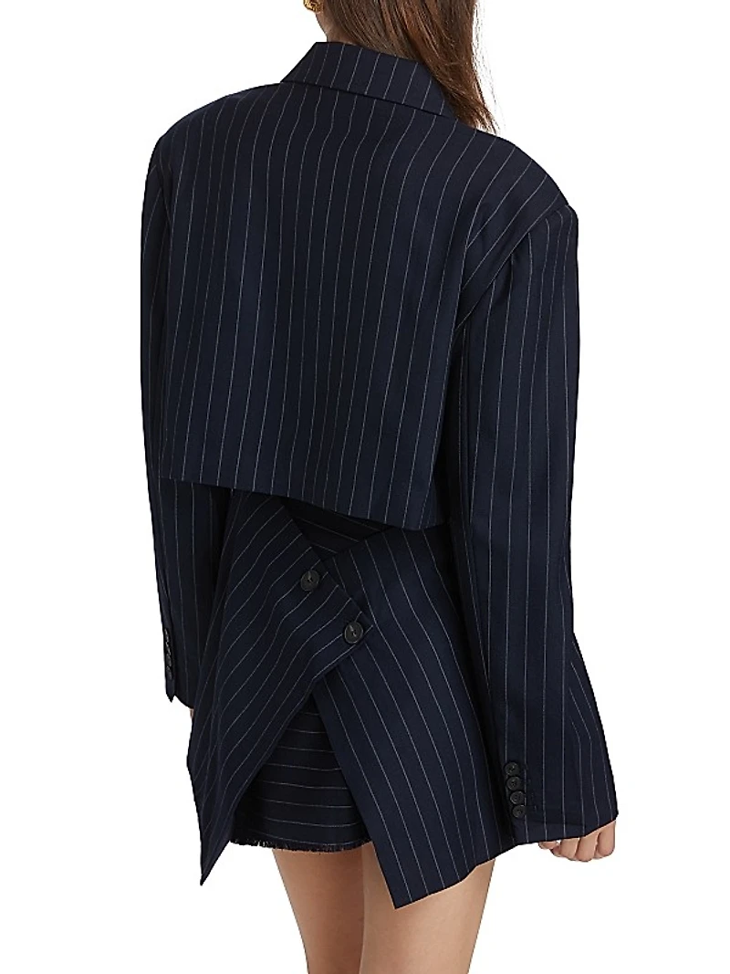 Nadia Pinstriped Open Back Blazer