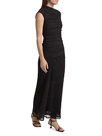Viona Ruched Mesh Maxi Dress