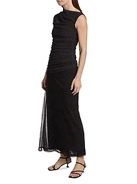Viona Ruched Mesh Maxi Dress