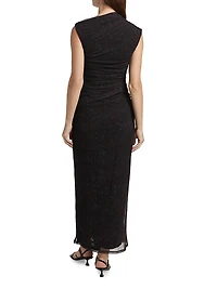 Viona Ruched Mesh Maxi Dress