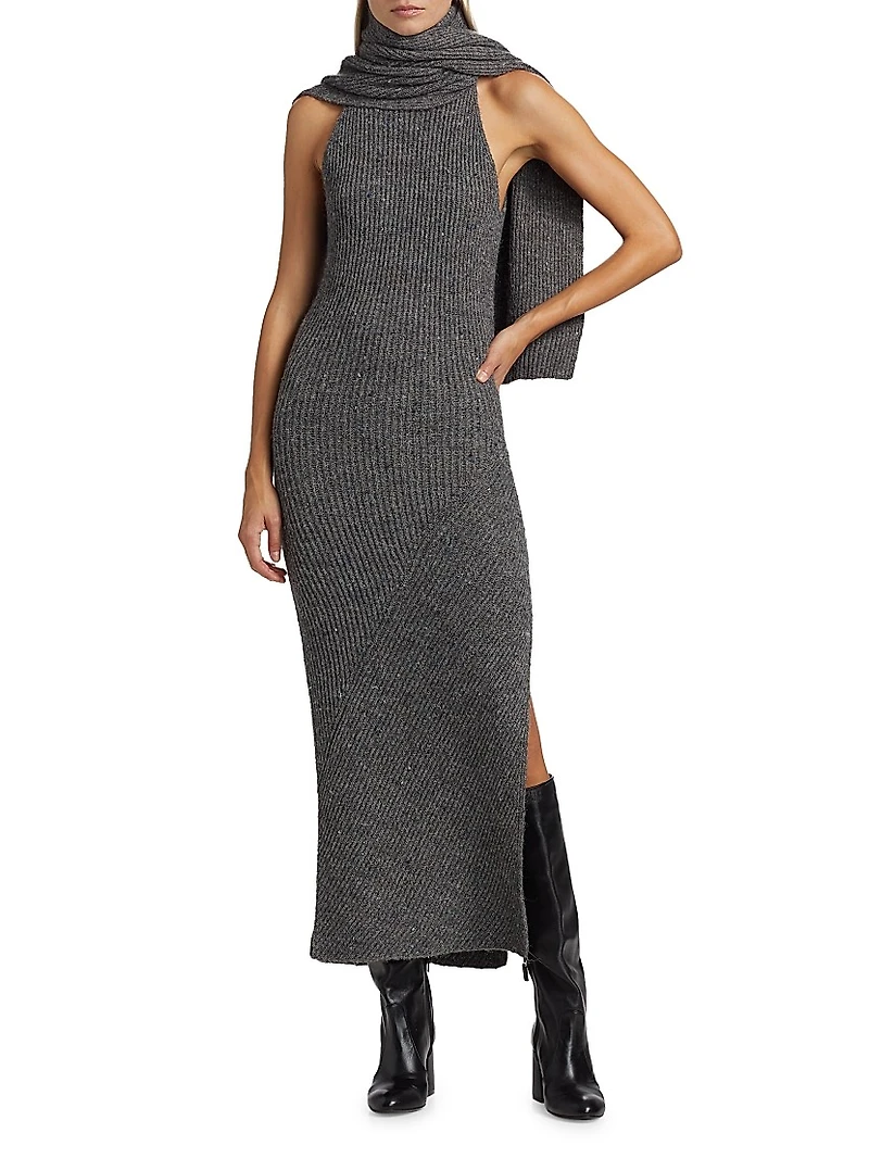 Kiandra Ribbed Scarf Maxi Dress