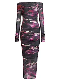 Oaklyn Ruched Mesh Maxi Dress