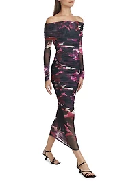 Oaklyn Ruched Mesh Maxi Dress