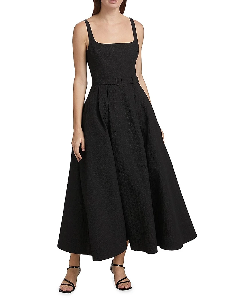 Sorelle Belted Fit & Flare Maxi Dress