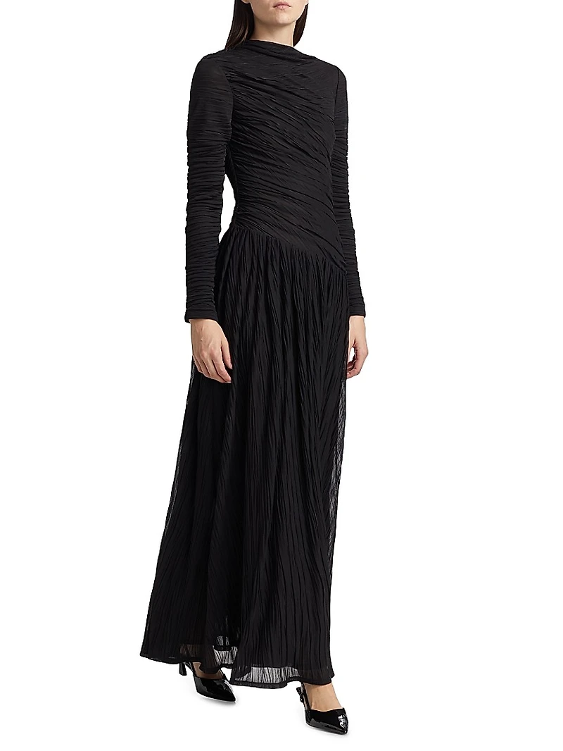 Demie Long-Sleeve Twisted Maxi Dress
