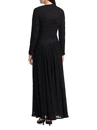 Demie Long-Sleeve Twisted Maxi Dress
