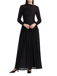 Demie Long-Sleeve Twisted Maxi Dress