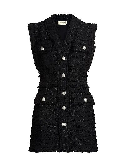Sylvia Fringed Tweed Minidress