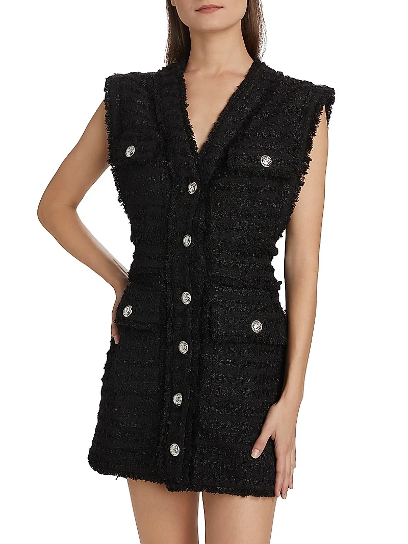 Sylvia Fringed Tweed Minidress
