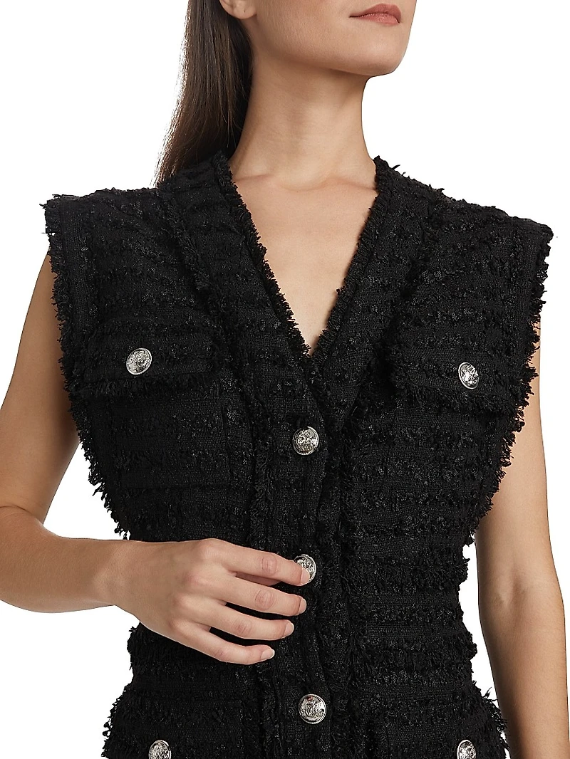 Sylvia Fringed Tweed Minidress