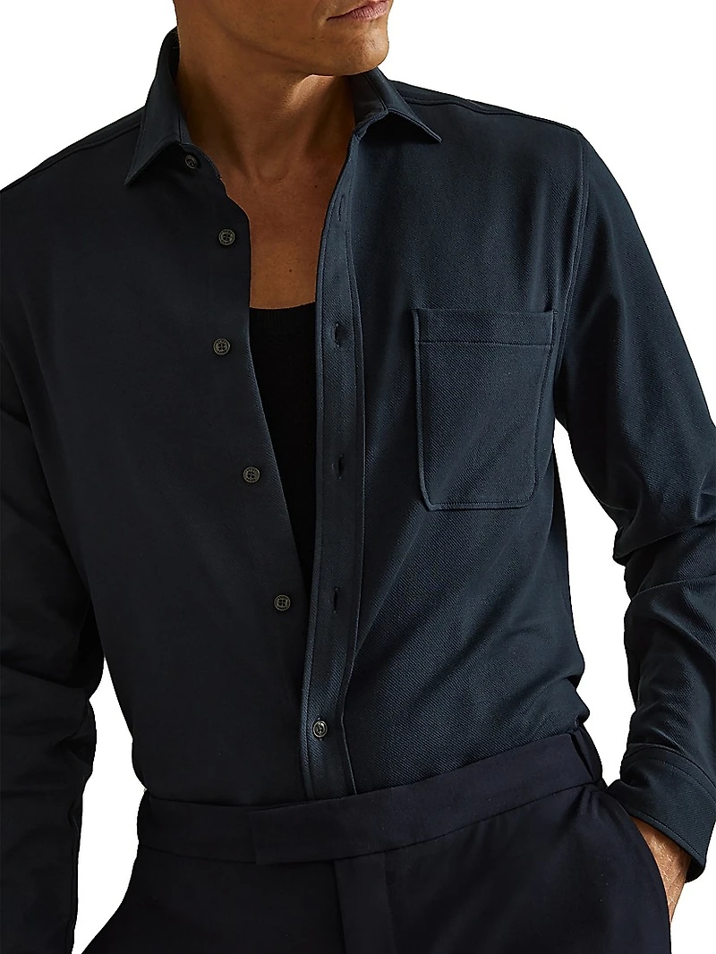 Kappo Stretch Cotton Long-Sleeve Shirt
