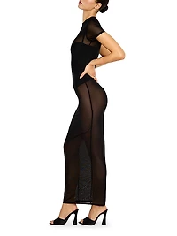 Sheer Mesh T-Shirt Maxi Dress
