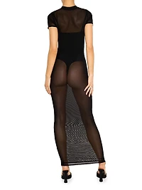Sheer Mesh T-Shirt Maxi Dress