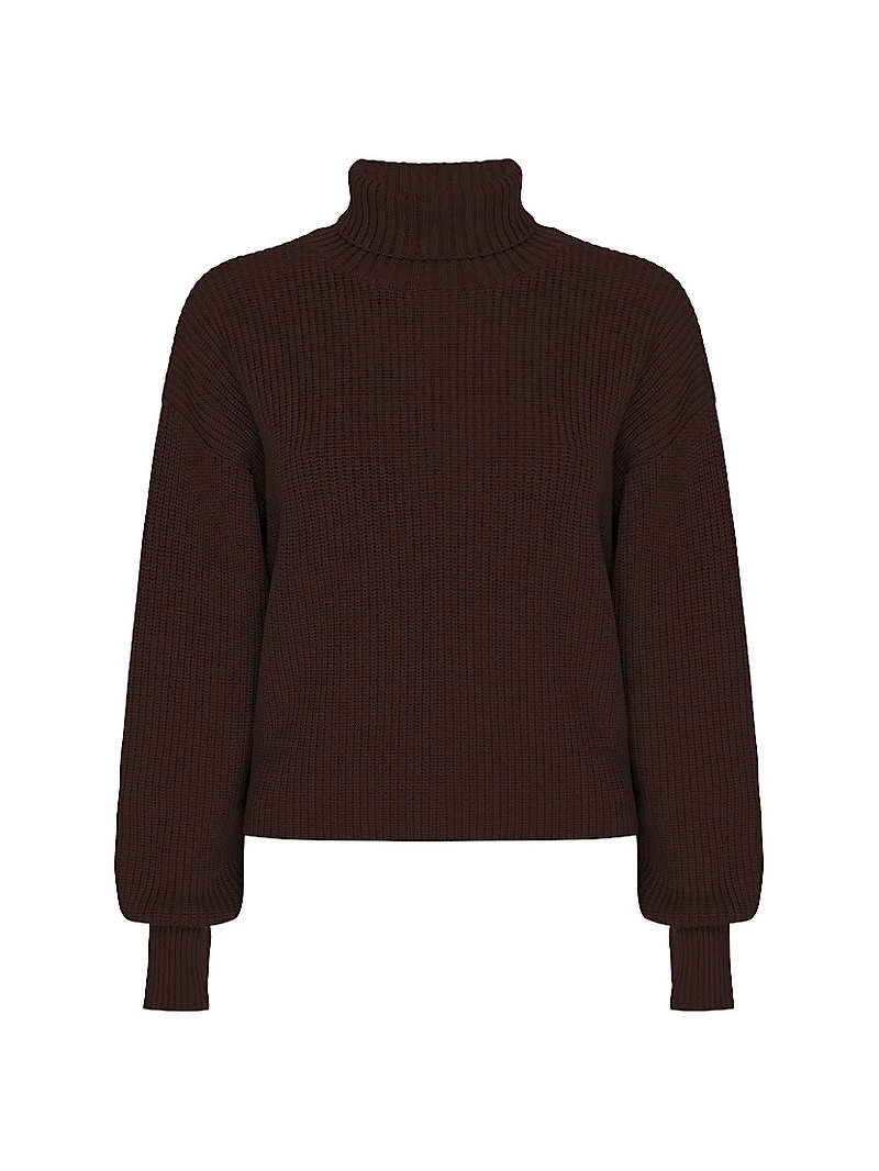 Heavy Cozy Rib-Knit Turtleneck Sweater