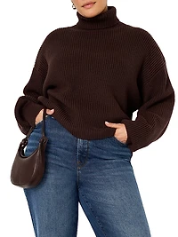 Heavy Cozy Rib-Knit Turtleneck Sweater