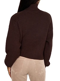 Heavy Cozy Rib-Knit Turtleneck Sweater