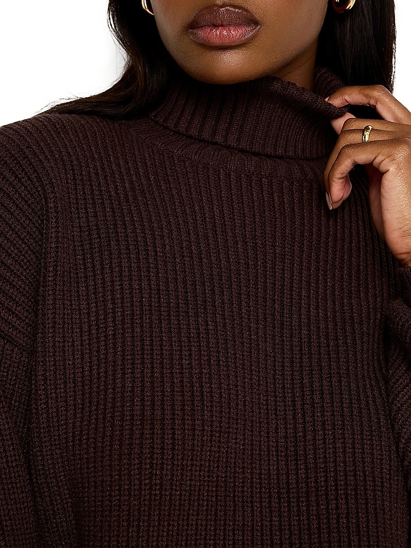 Heavy Cozy Rib-Knit Turtleneck Sweater