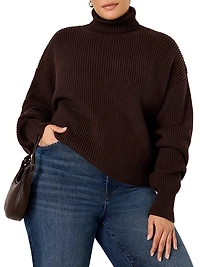 Heavy Cozy Rib-Knit Turtleneck Sweater