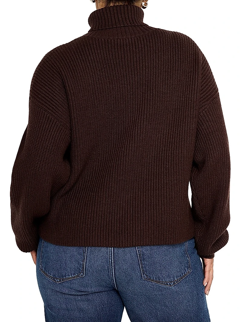 Heavy Cozy Rib-Knit Turtleneck Sweater
