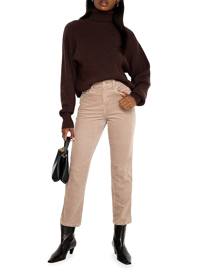 Heavy Cozy Rib-Knit Turtleneck Sweater