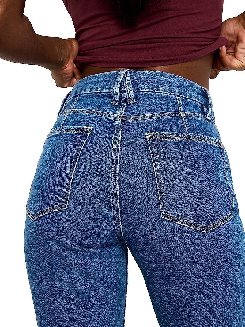 Good Icon Mid-Rise Stretch Button-Hem Jeans