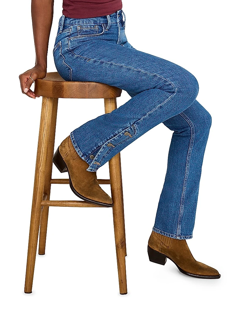 Good Icon Mid-Rise Stretch Button-Hem Jeans