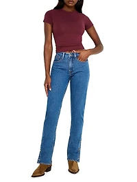 Good Icon Mid-Rise Stretch Button-Hem Jeans