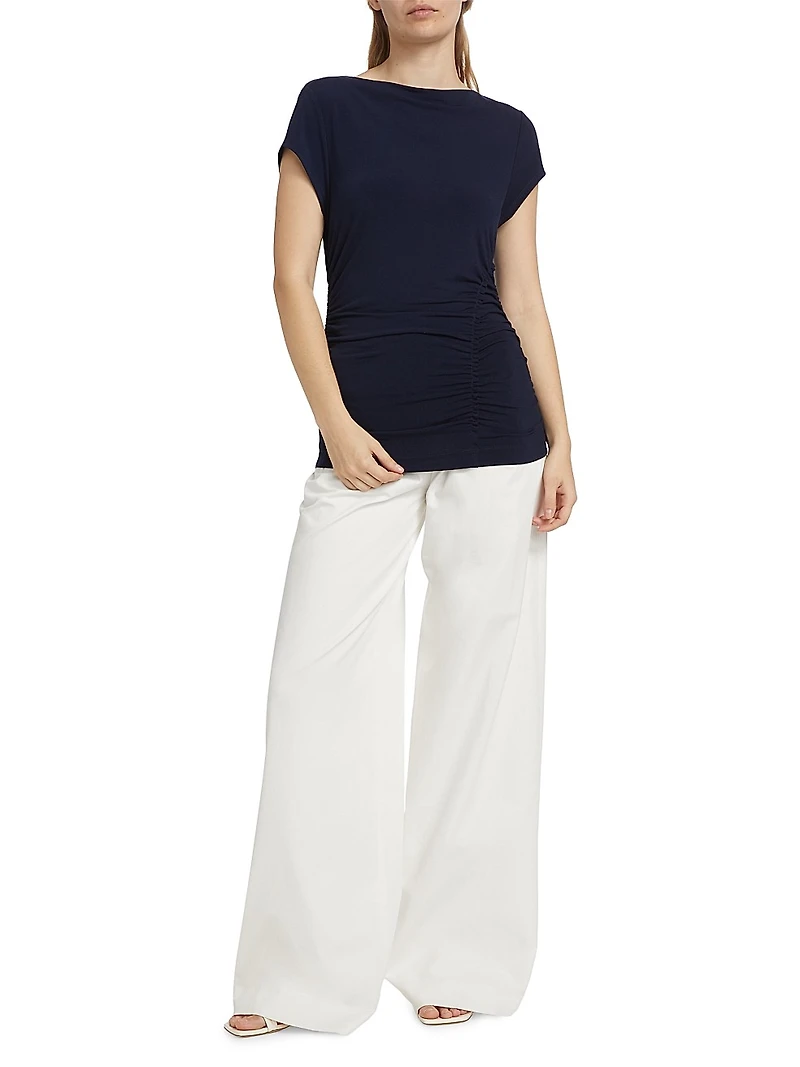 Mima Short-Sleeve Ruched Top