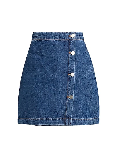 Nova Button-Front Denim Penil Skirt