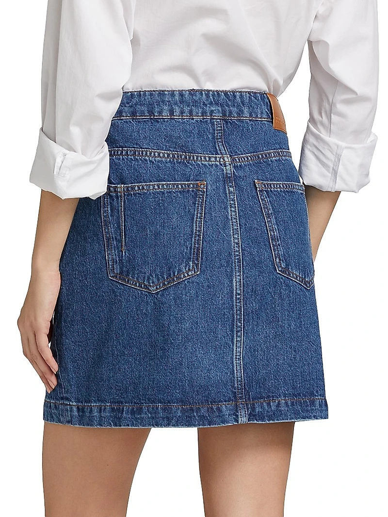 Nova Button-Front Denim Penil Skirt