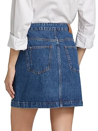 Nova Button-Front Denim Penil Skirt