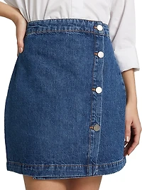 Nova Button-Front Denim Penil Skirt