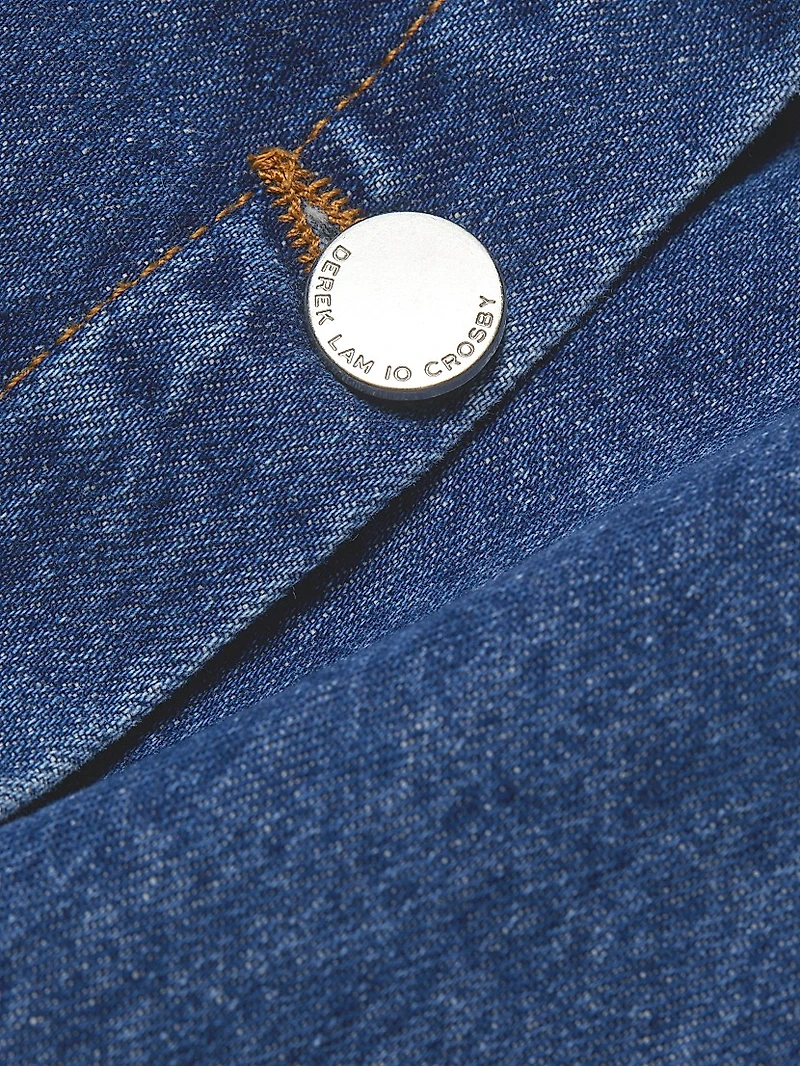 Nova Button-Front Denim Penil Skirt