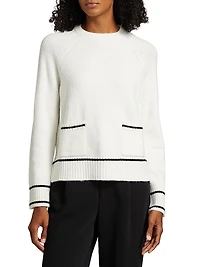 Contrast-Trim Crewneck Sweater
